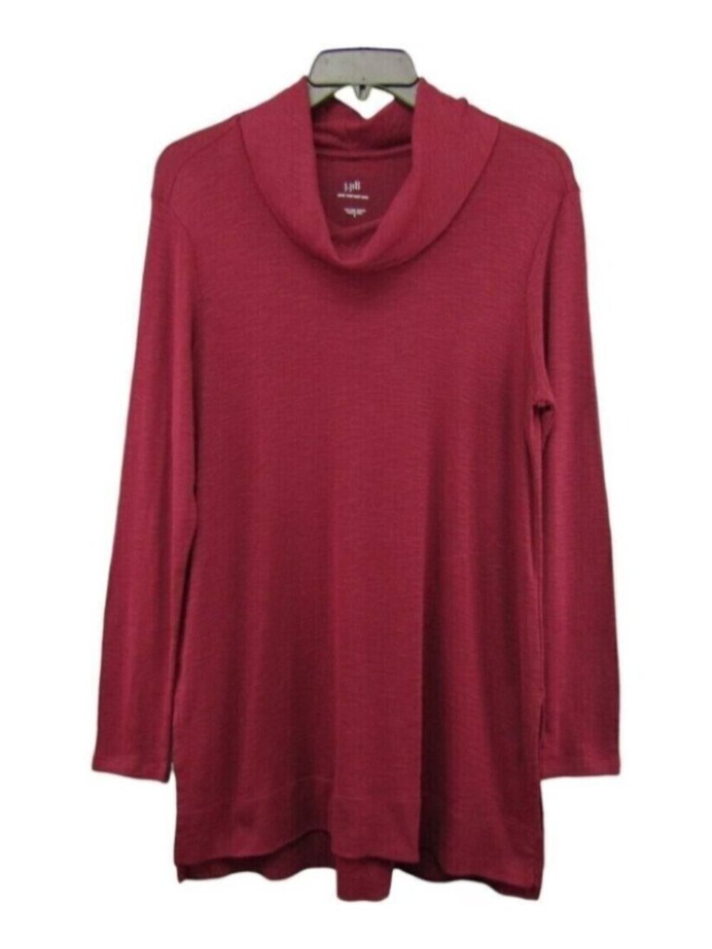 J Jill Pima Cowl Neck Tunic Top Dark Red Size S Long Sleeve 100% Pima Cotton
